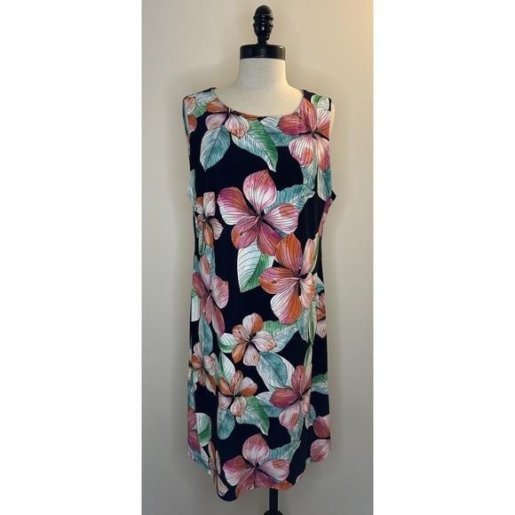 Tommy Hilfiger Dresses & Skirts - TOMMY HILFIGER Floral Sleeveless Sheath Dress Polyester Spandex Black Womens 14